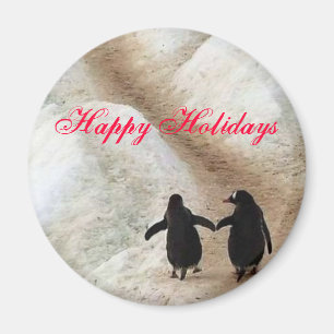 Imán Pingüinos felices del día de fiesta
