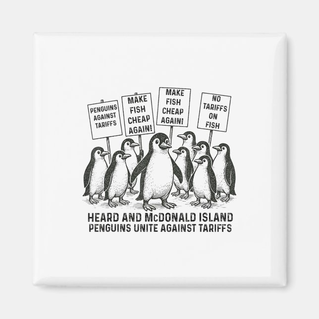 Imán Pingüinos graciosos contra los aranceles escucharo (Frente)