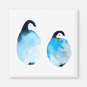 Imán Pingüinos lindos acuarela