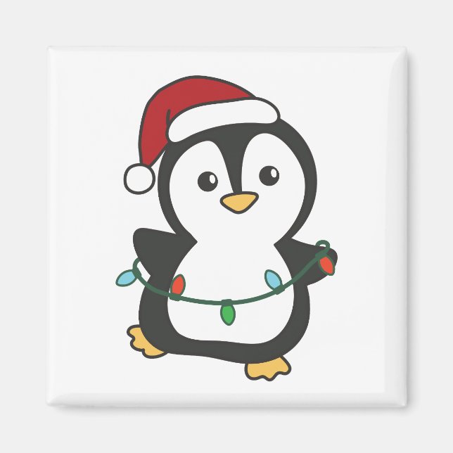 Imán Pingüinos Navidades de pingüino en invierno (Frente)