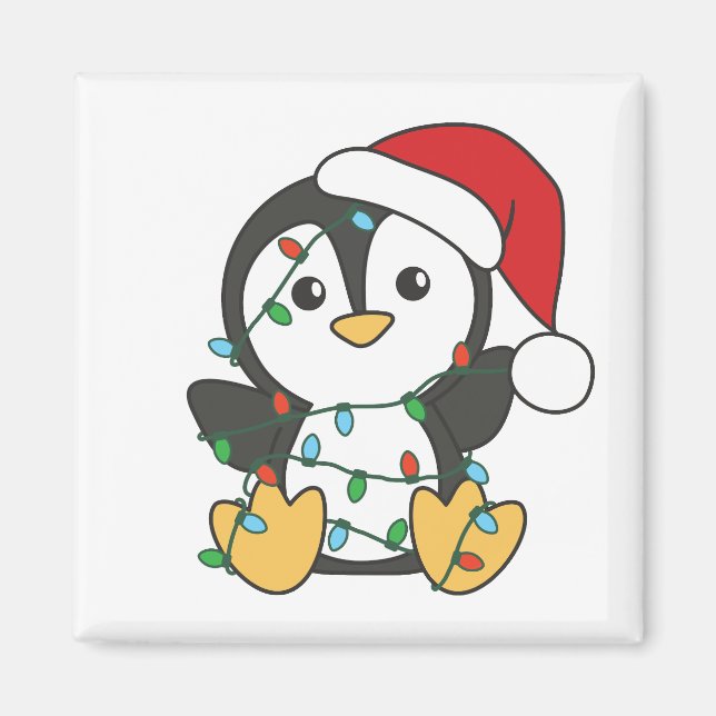 Imán Pingüinos Navidades de pingüino en invierno (Frente)