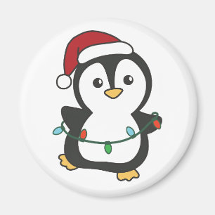 Imán Pingüinos Navidades de pingüino en invierno