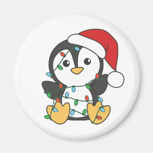 Imán Pingüinos Navidades de pingüino en invierno