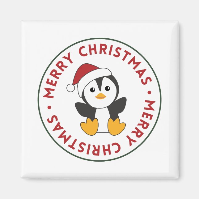 Imán Pingüinos Navidades Nieve Animales De Invierno Pin (Frente)
