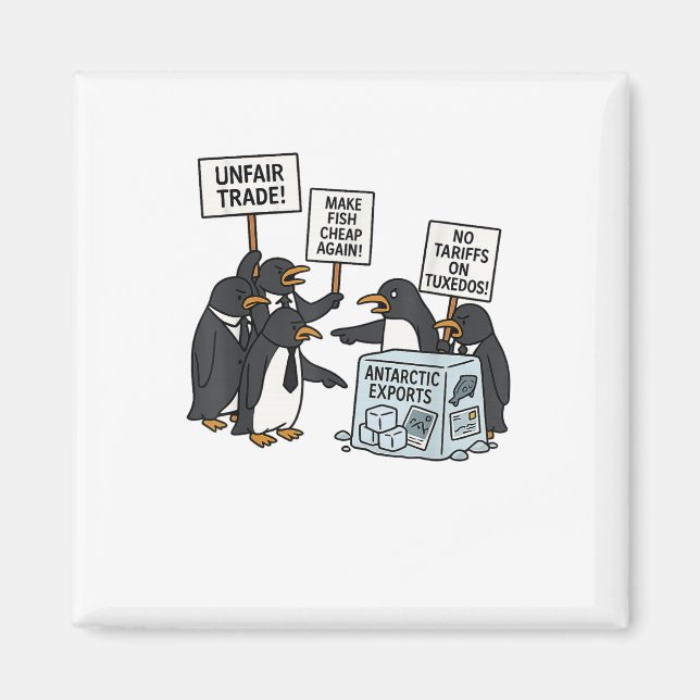 Imán Pingüinos protestan contra las tarifas del diverti (Frente)