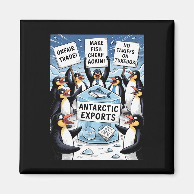 Imán Pingüinos protestan contra Pengu, el gracioso impu (Frente)