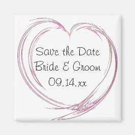 Imán Pink Abstract Heart Wedding Save the Date