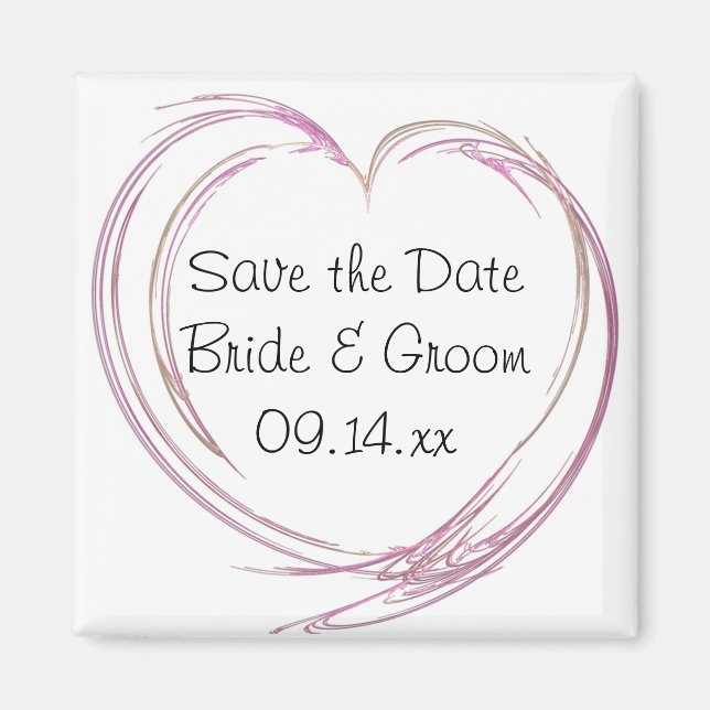 Imán Pink Abstract Heart Wedding Save the Date (Frente)