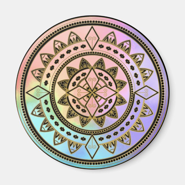 Imán Pink-Blue-Aqua-Purple Mandala (Frente)