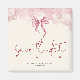 Imán Pink Bow Save the Date Bridal Shower