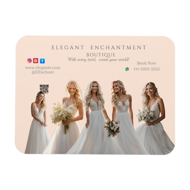 Imán Pink Bridal Bliss Celebrate Love Happiness Wedding (Horizontal)