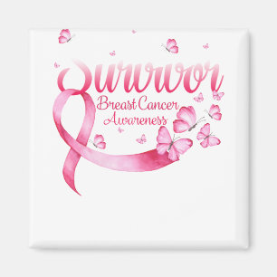 Imán Pink Butterfly Survivor Breast Cancer Awareness