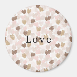 Imán Pink Cream Brown Hearts Love