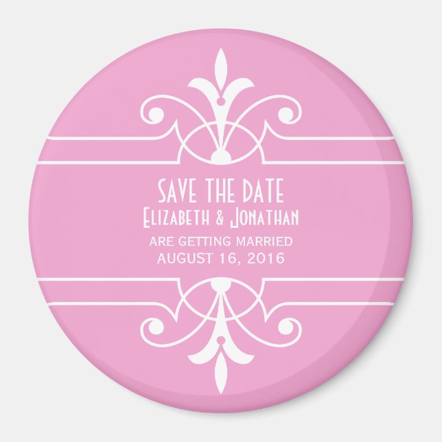 Imán Pink Fancy Ornamental Save the Date Magnet (Frente)