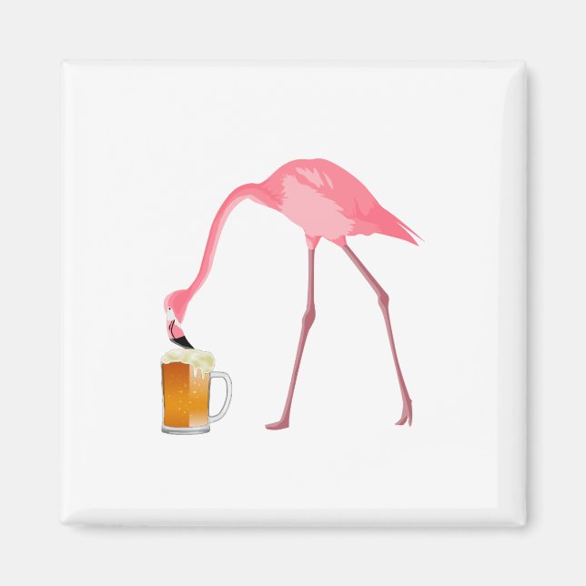 Imán Pink Flamingo Beer Lover (Frente)