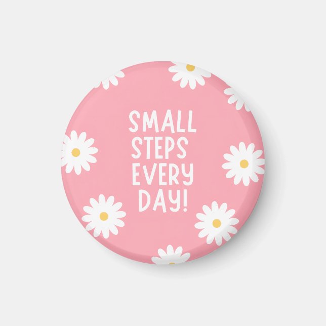 Imán Pink Floral Inspiration – Small Steps Every Day (Frente)