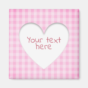 Imán Pink Gingham Heart