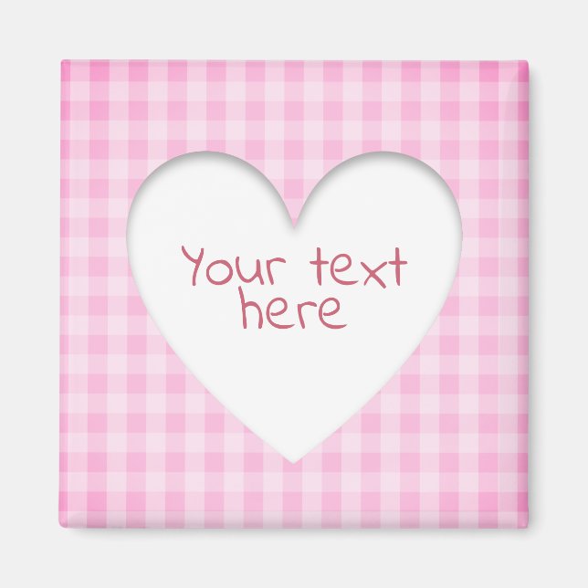Imán Pink Gingham Heart (Frente)