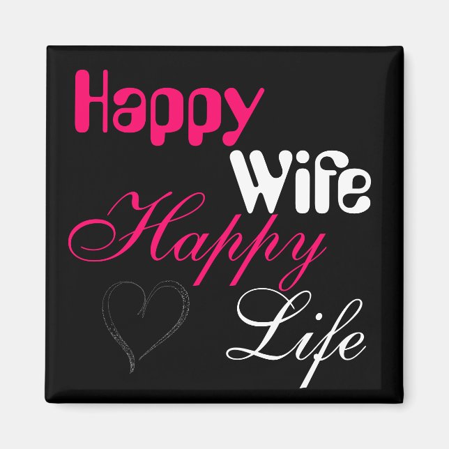 Imán Pink Happy Wife Happy Life Magnet (Frente)