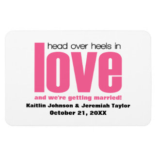 Imán Pink Head Over Heels Save the Date Magnet