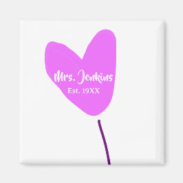 Imán Pink heart balloon Mrs add name est. Add year love
