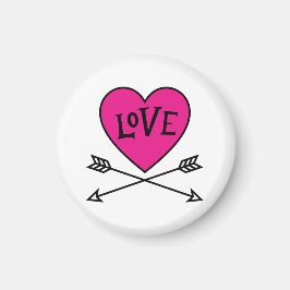 Imán Pink Heart Cupid's Bows LOVE Magnet