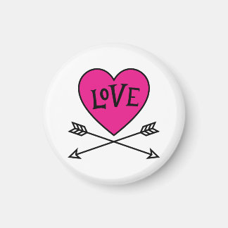 Imán Pink Heart Cupid's Bows LOVE Magnet
