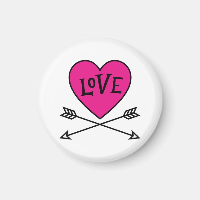 Imán Pink Heart Cupid's Bows LOVE Magnet (Frente)