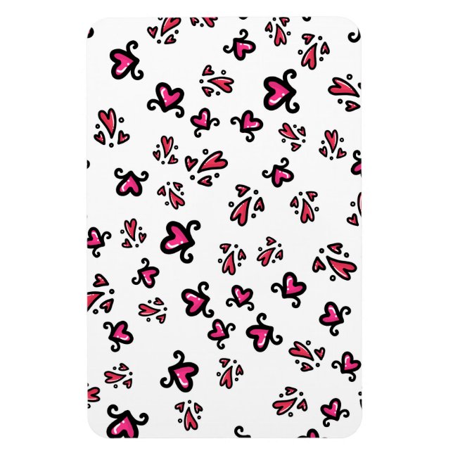 Imán Pink Hearts Pattern – Cute Doodle Design (Vertical)