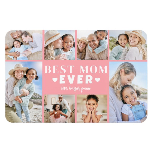 Imán Pink Mom Photo Collage (Horizontal)