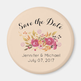 Imán Pink & Orange Floral Bouquet Save The Date Wedding