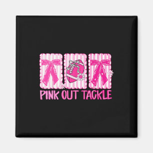 Imán Pink Out Tackers Cáncer de Mama Coquette Bow Footb