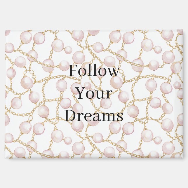 Imán Pink Pearls Gold Chain Birthday (Anverso)