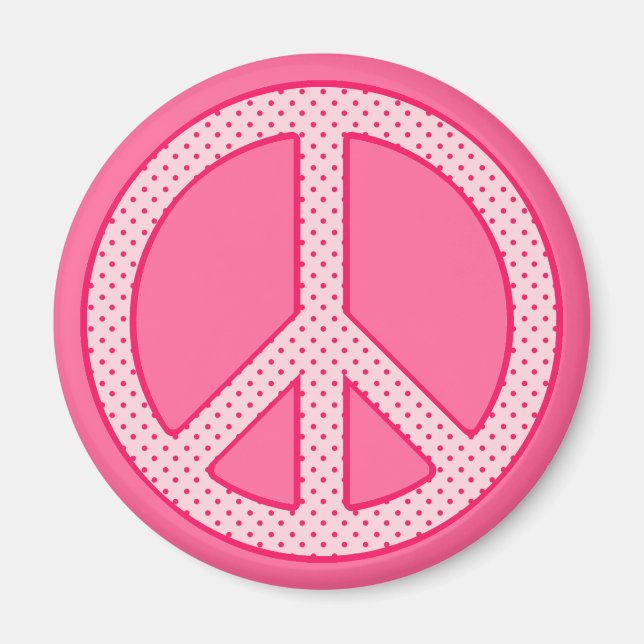 Imán Pink Polka Dot Peace (Frente)