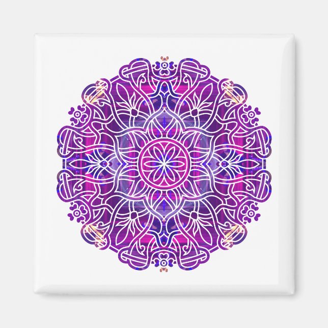Imán Pink & Purple Mandala Pattern (Frente)