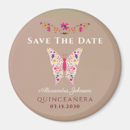 Imán Pink Quinceañera Salven La Fecha Magnet