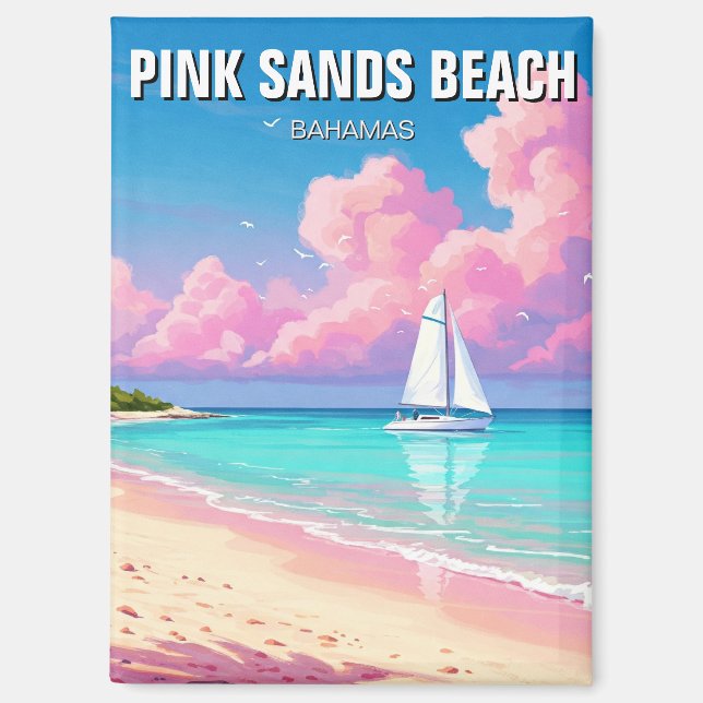 Imán Pink Sands Beach Bahamas Travel (Anverso)