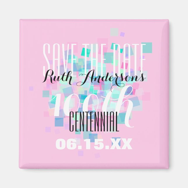 Imán Pink Save the date Centennial Personalized Magnet (Frente)