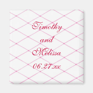 Imán Pink Save the date Magnets, Quilted CrissCross