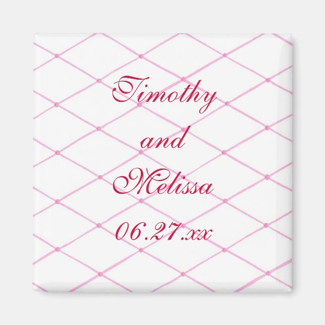 Imán Pink Save the date Magnets, Quilted CrissCross (Frente)