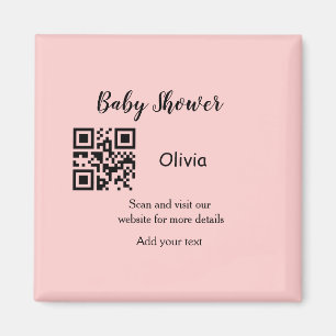 Imán Pink simple baby ducha q r código añadir el texto