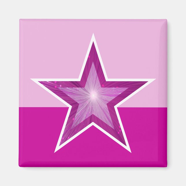 Imán Pink Star frigorífico cuadrado de dos tonos rosa (Frente)