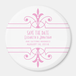 Imán Pink v2 Fancy Ornamental Save the Date Magnet
