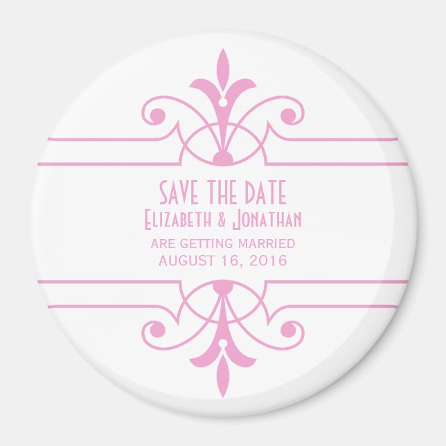 Imán Pink v2 Fancy Ornamental Save the Date Magnet (Frente)