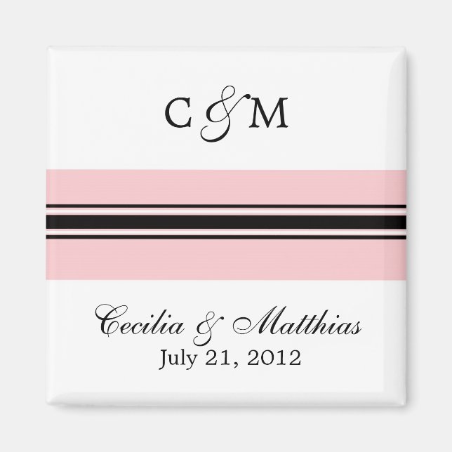 Imán Pink y Black Save the Date Magnet (Frente)
