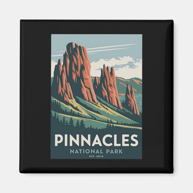 Imán Pinnacles National Park Camping Vintage Senderismo (Frente)