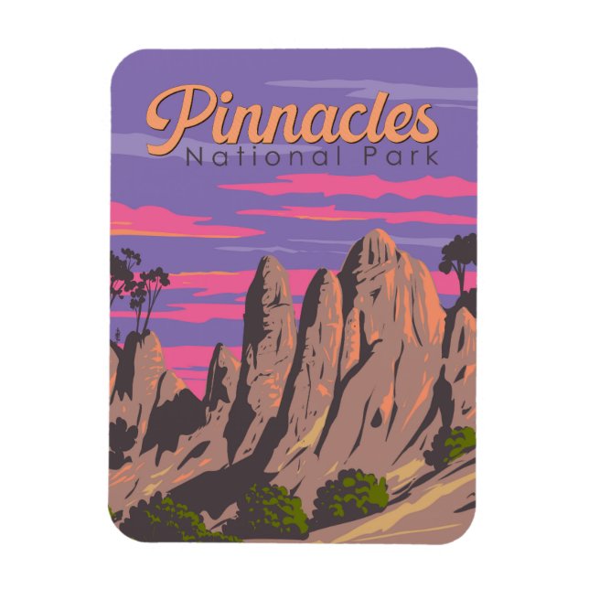 Imán Pinnacles Parque nacional Ilustracion Viaje Arte (Vertical)