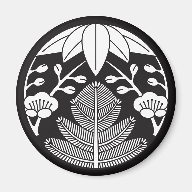 Imán Pino, hojas de bambú, ume (Frente)