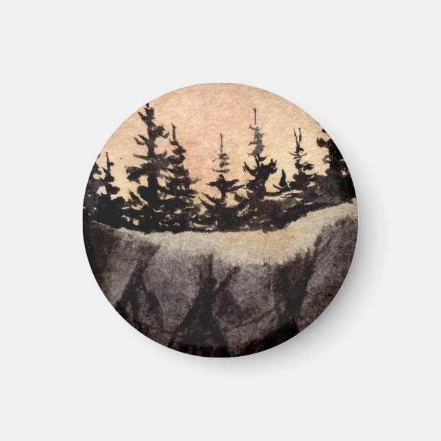 Imán Pinos oscuros en un acantilado puro con arte del c (Frente)