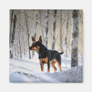 Imán Pinscher Miniatura Deja que nieve Navidad